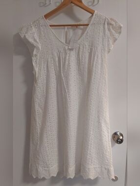 Unbranded White Eyelet Mini Dress with Flutter Sleeves